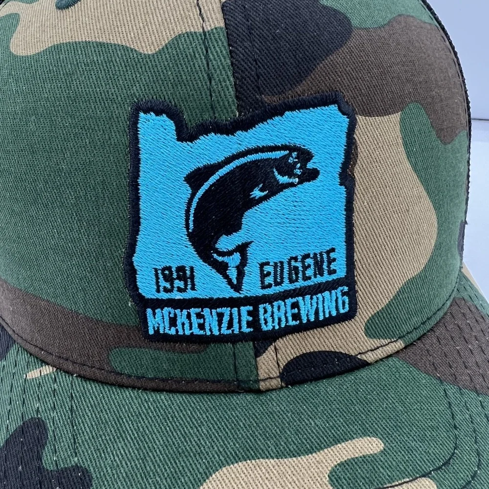 Mckenzie Brewing Eugene Oregon Camo‎ Trucker Hat Fish State Embroided